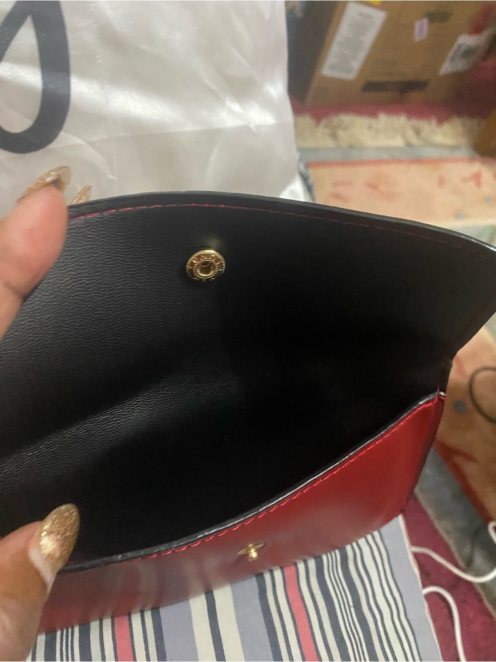 Sleek Red Leather Wristlet Clutch